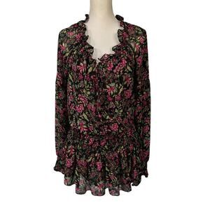 Misa Los Angeles Celina Floral Ruffle Smocked Mini Dress Size Medium